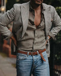 Retro Unstructured Glen Plaid Casual Blazer
