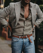 Retro Unstructured Glen Plaid Casual Blazer
