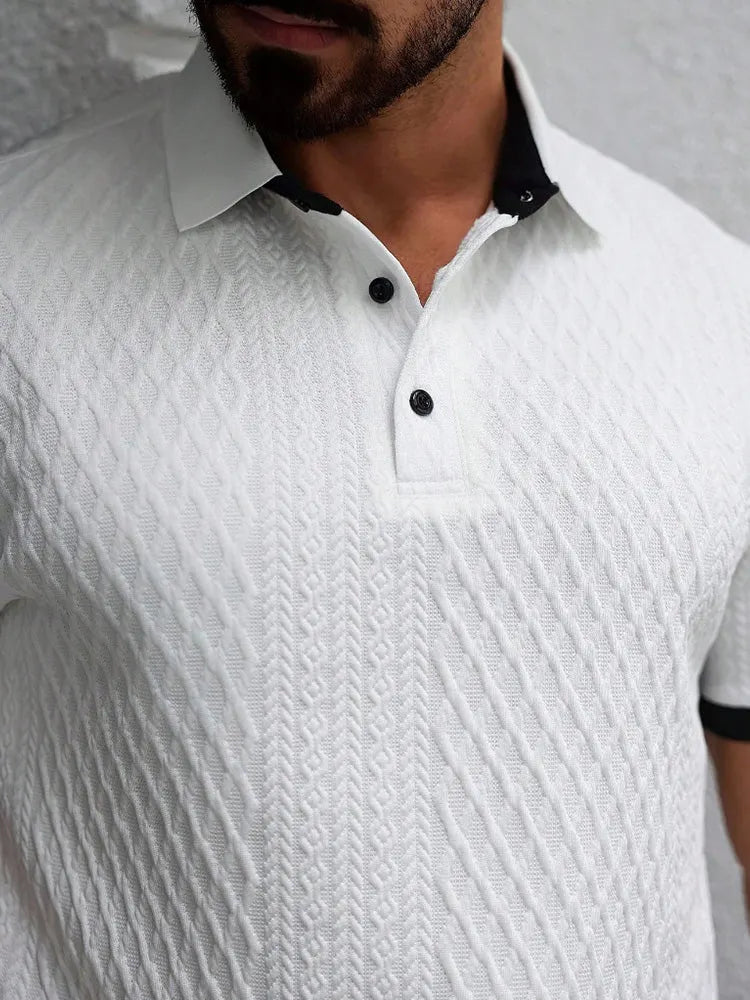 Contrast Trim Cool-Touch Cotton Knit Short Sleeve
