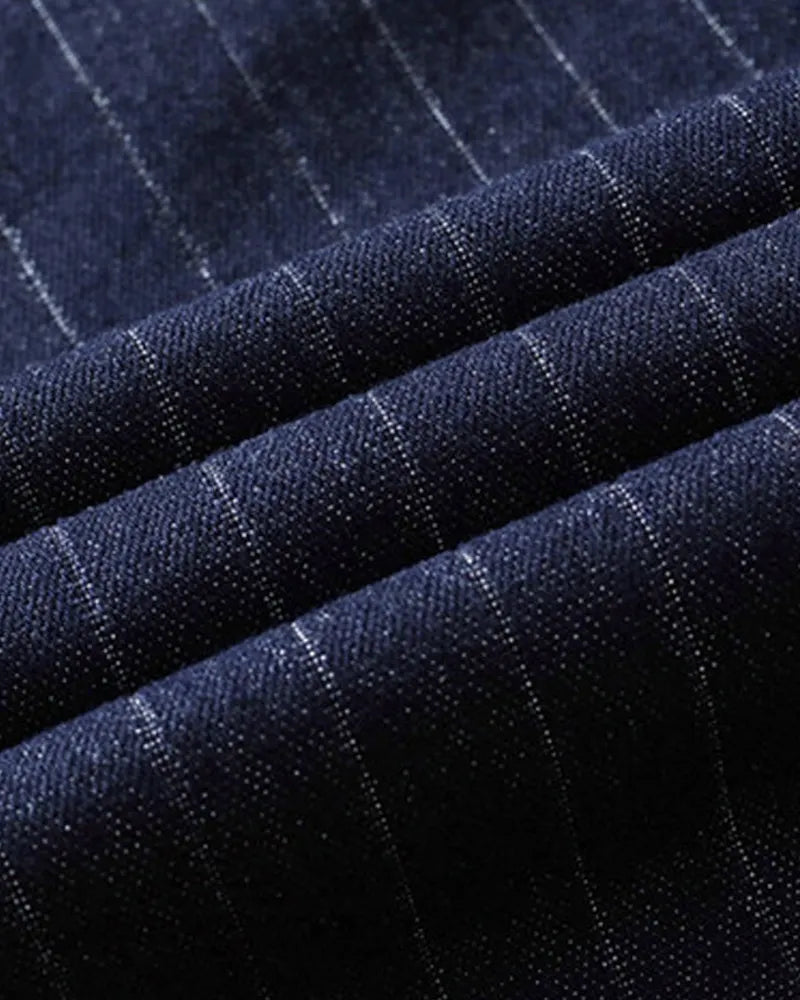 Vintage Deep©\Indigo Denim Stripe Tapered Trousers