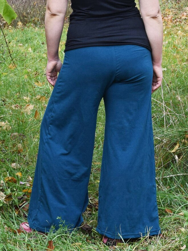 Hemp Blend Wide Leg Palazzo Pants - Yoga Waistband