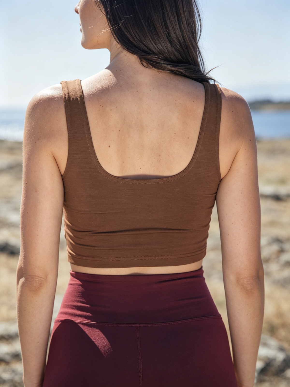 Square Neck Wide Straps Cropped Waist-Baring Tank Top