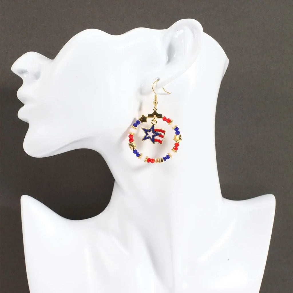 Independence Day Beaded Star Earrings