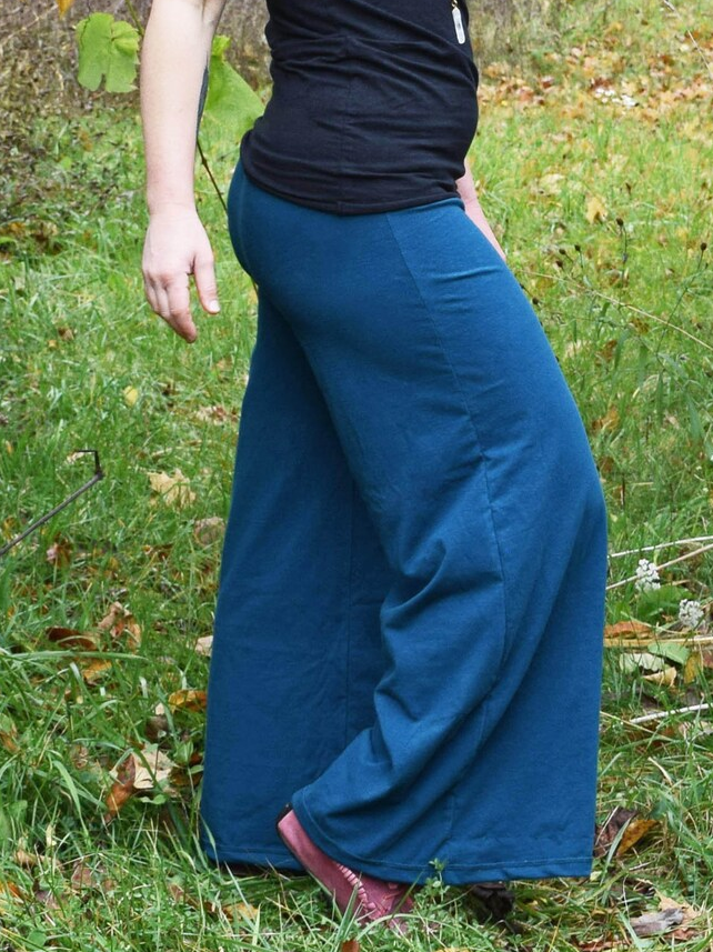 Hemp Blend Wide Leg Palazzo Pants - Yoga Waistband