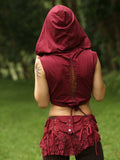 Pixie Hood Wrap Top, Boho Rave Festival Vest, Psytrance Fairy Hippie Crop