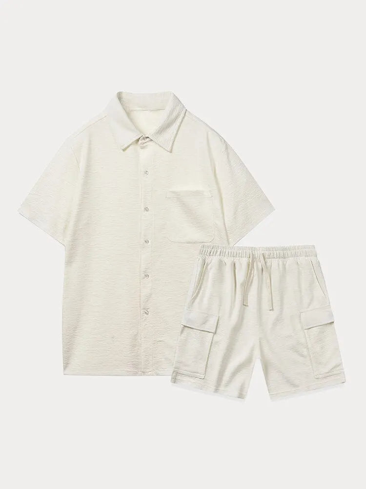 Leisure Texture 2-Piece Shirt Set