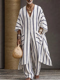 Summer Casual Vertical Striped Matching Set