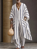 Summer Casual Vertical Striped Matching Set