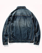 Vintage Asymmetric Canvas Patch Pocket Utilitarian Denim Jacket