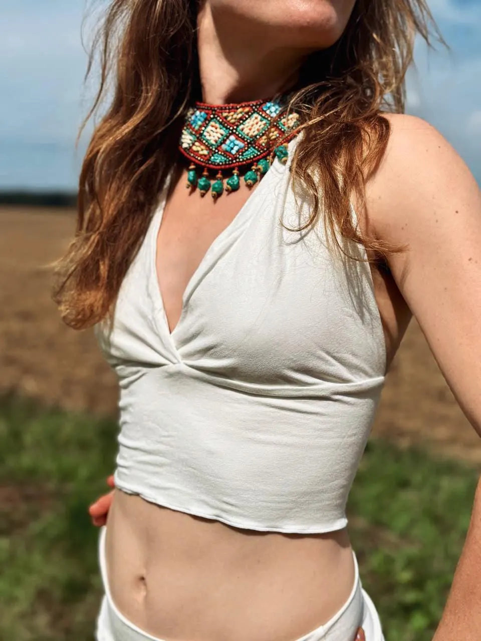 Halter Crop Top: Stretchy, Yoga, Bellydance, Boho, Ritual, Burning Man