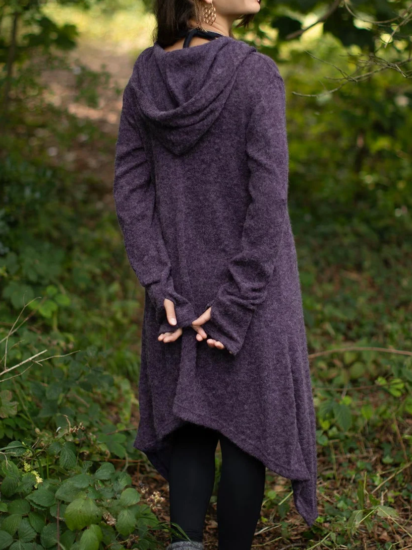 Elf Asymmetric Fairy Hooded Jacket Cardigan Purple