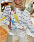 School Stripe Sequined Sweatshirt