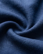 Retro Navy Blue Linen Double-breasted Blazer