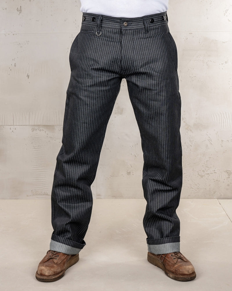 Retro Black Striped Straight-leg Casual Pants