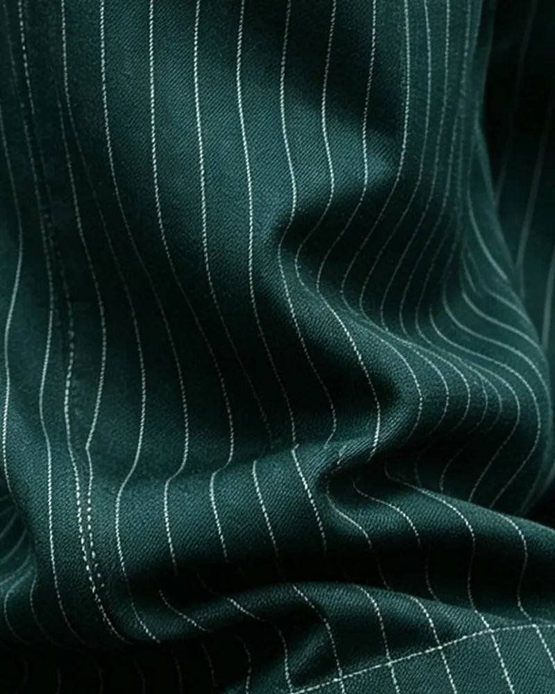 Vintage Green Stripes Wide©\Leg Trousers