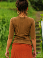 Cowl Neck Three-Quarter Sleeve Top