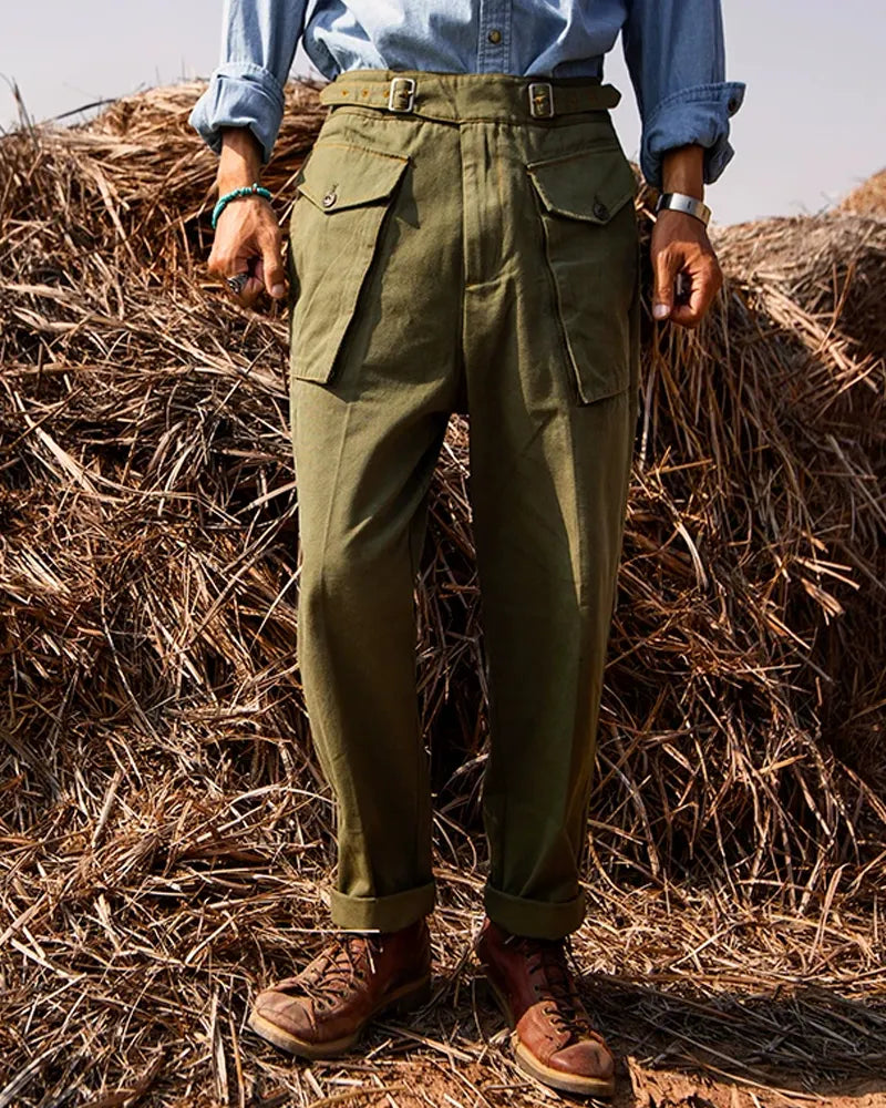 Vintage Army©\Green Military©\Issue Relaxed©\Tapered Combat Cargo Trousers