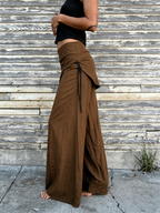 Asymmetric Wrap Waistband Wide Leg Pants