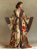 Women's Flower Kimono Linen Robe (Including Belt)