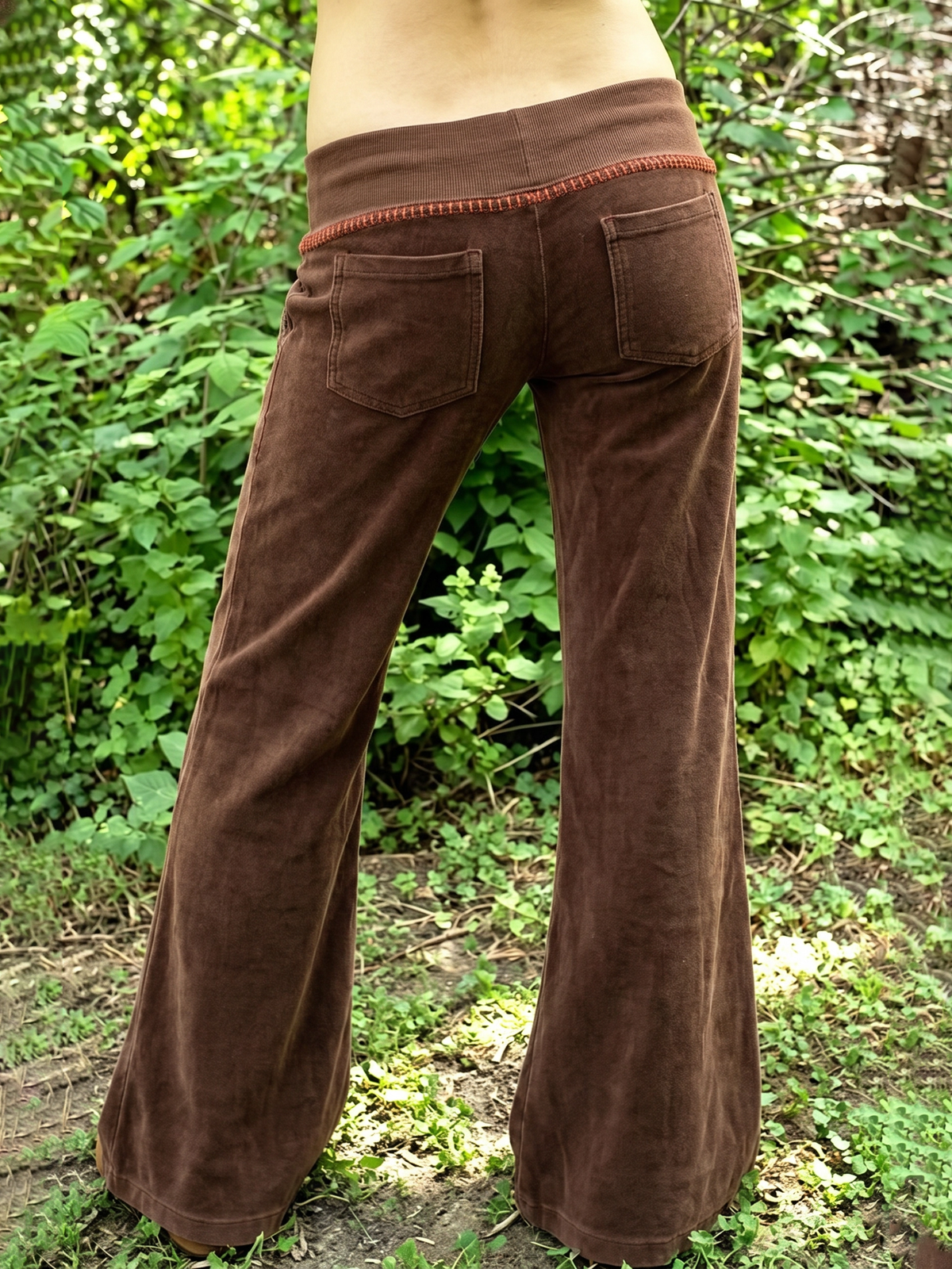 Vintage Drawstring Waist Micro-Flare Casual Pants