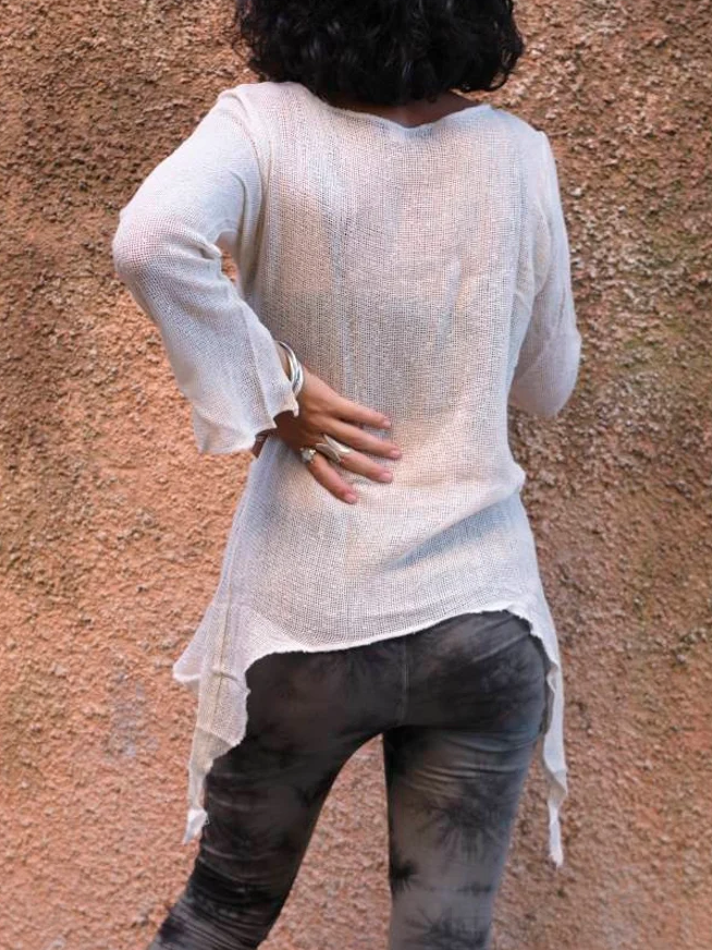 Ethnic Bohemian Raw Cotton Shirt - Longsleeve Ethnic Blousa