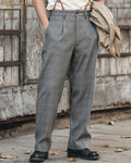Vintage Gray Prince Of Wales Check Straight Leg Casual Trousers