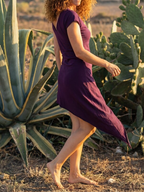 Plum Asymmetrical Cotton Knit Pixie Dress ¨C Bohemian V-Neck Summer Tunic