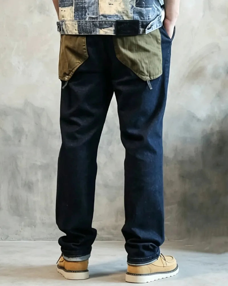 Vintage Denim Olive Green Patch Pocket Relaxed©\Straight Trousers