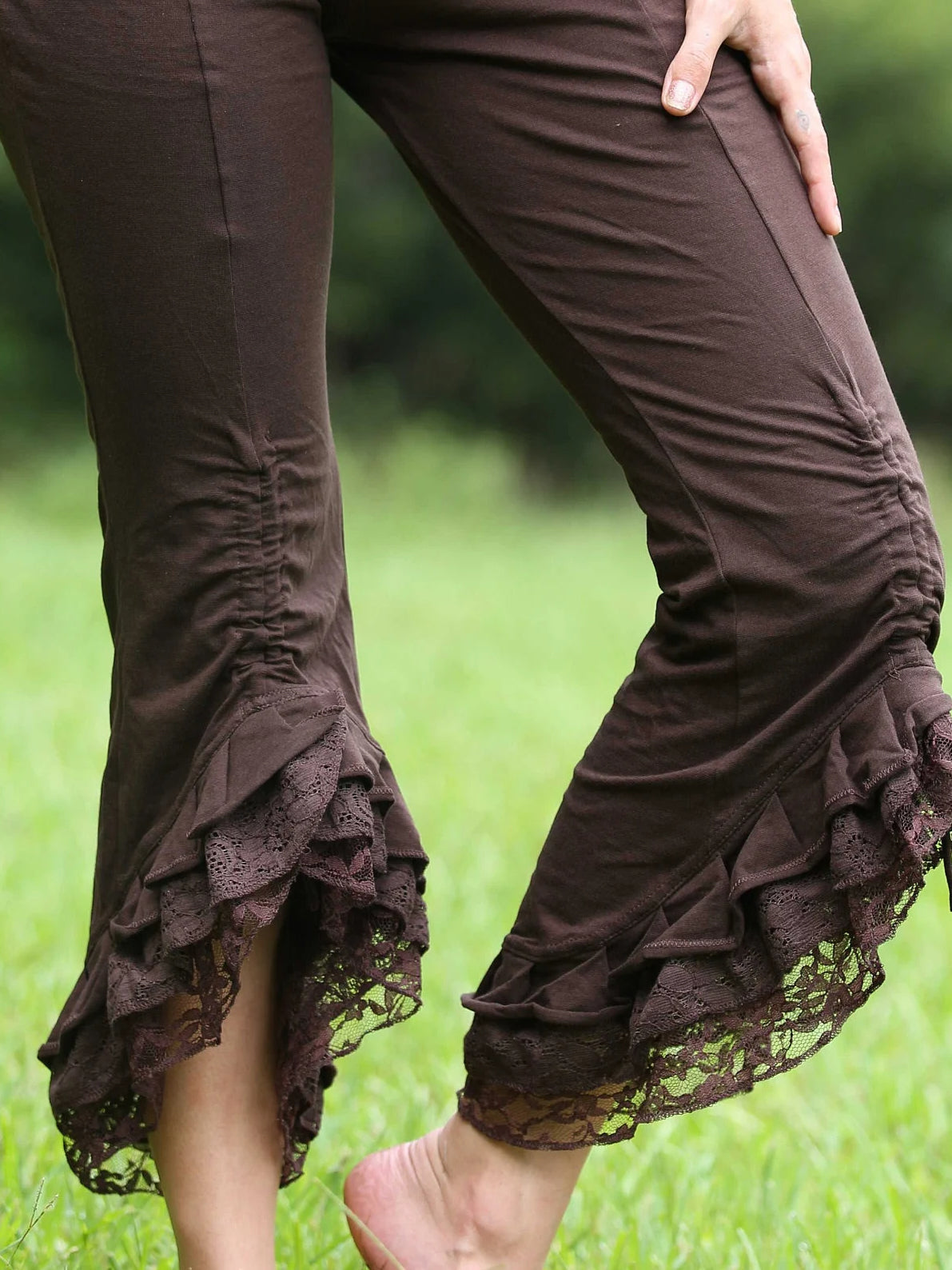 Capri Frilly Lace Leggings Burlesque Tights, Festival Clothing, Pirate Leggings, Boho Leggings