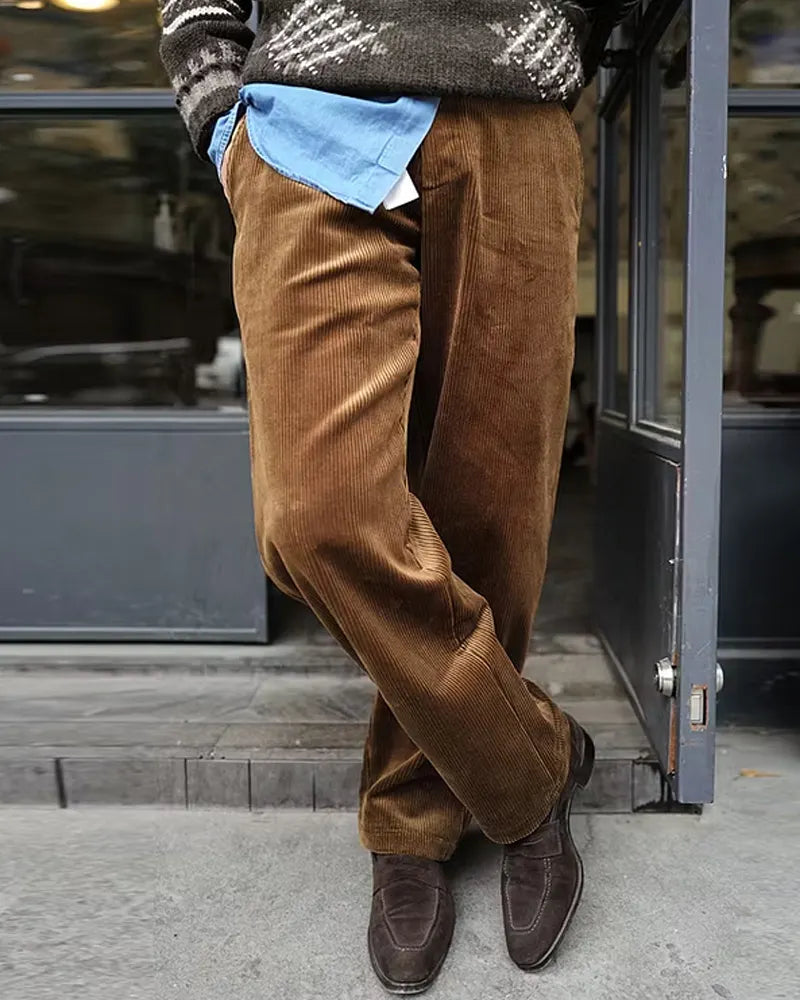 Vintage Brown Corduroy Contrast©\Patch©\Pocket Trousers