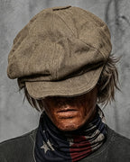 Vintage Linen Blend Oversized Slouchy Newsboy Cap