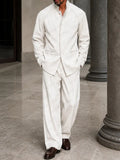 Smart Casual Hidden Placket Jacket Pants Set