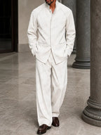 Smart Casual Hidden Placket Jacket Pants Set