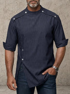 Urban Button Detail Pinstripe Pullover Shirt