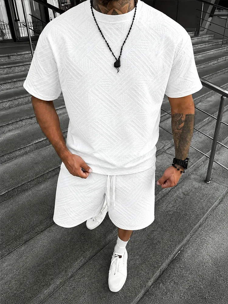 Drawstring Shorts Geometric Casual Outfit
