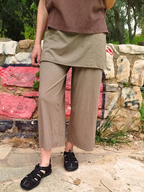 Hemp Skirted Pants, Wide Leg Pants, Gaucho Pants, Croped, Yoga Pants