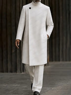 Minimalist Mandarin Collar Long Coat Pants Set