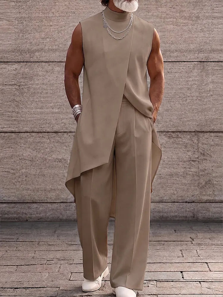Asymmetrical High Low Hem Longline Sleeveless Top Set