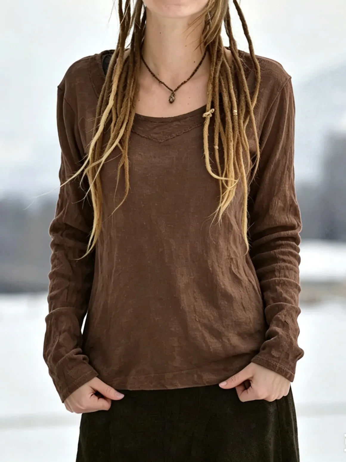 Vintage V-Neck Long Sleeve Top