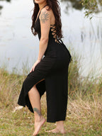 Long Dress with Splits and Corsetwise Back