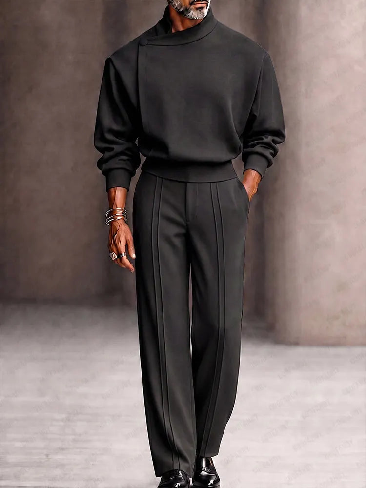 Modern Boxy Fit Shoulder Pad Top Pants Set