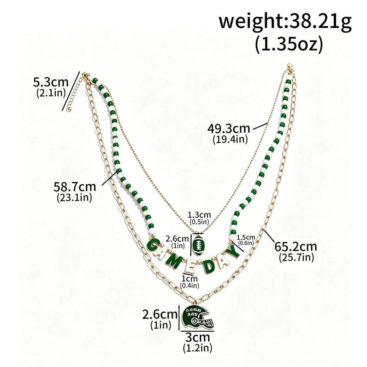 Football Helmet Stacking Design Necklace