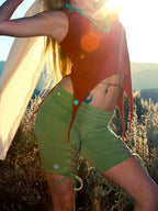 High-Rise Braided Elastic Waist Shorts