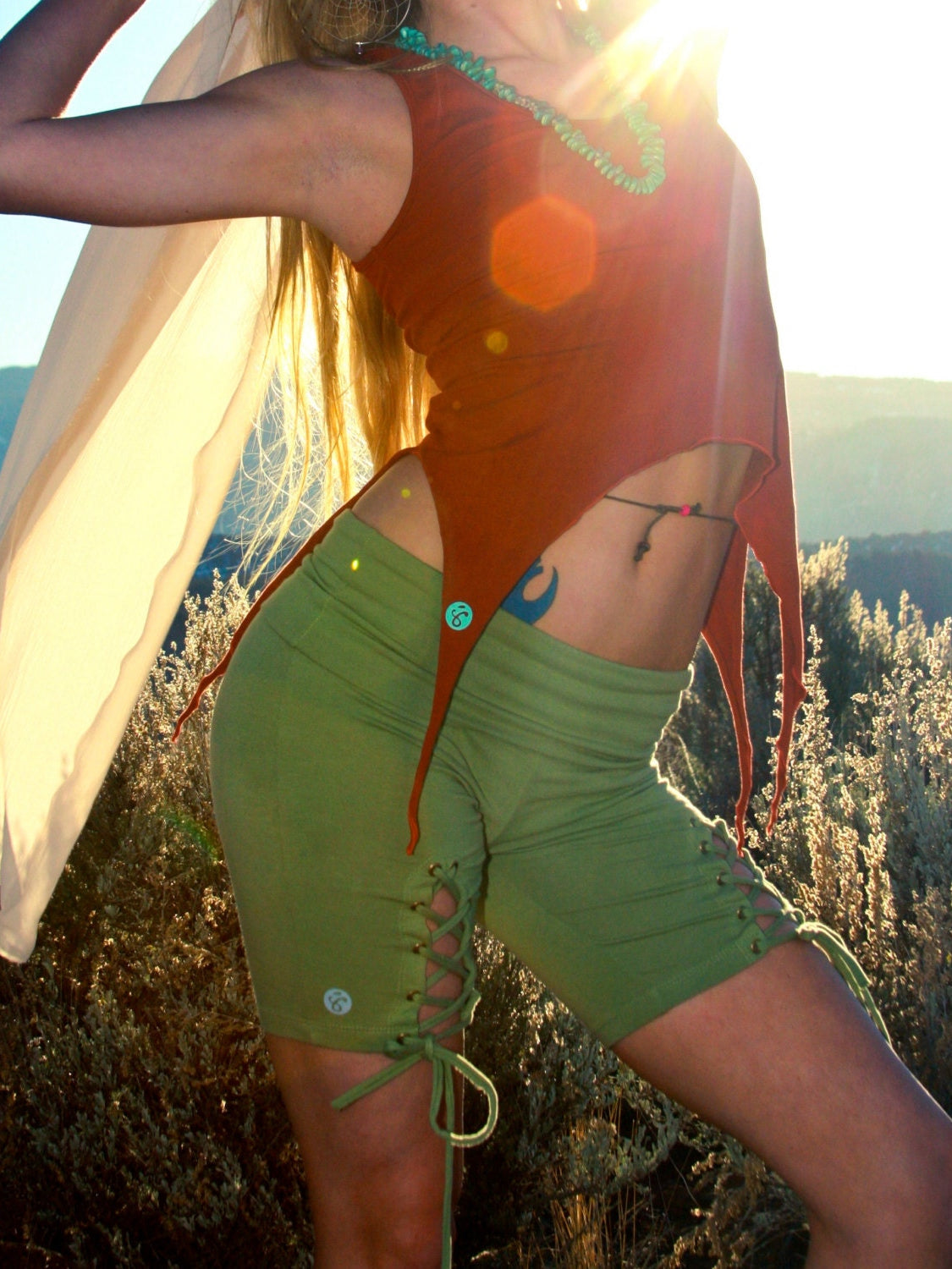 High-Rise Braided Elastic Waist Shorts