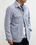 Vintage Navy White Hickory Stripe Cargo Chore Jacket