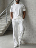 Urban Casual Contrast Piping T-Shirt Set