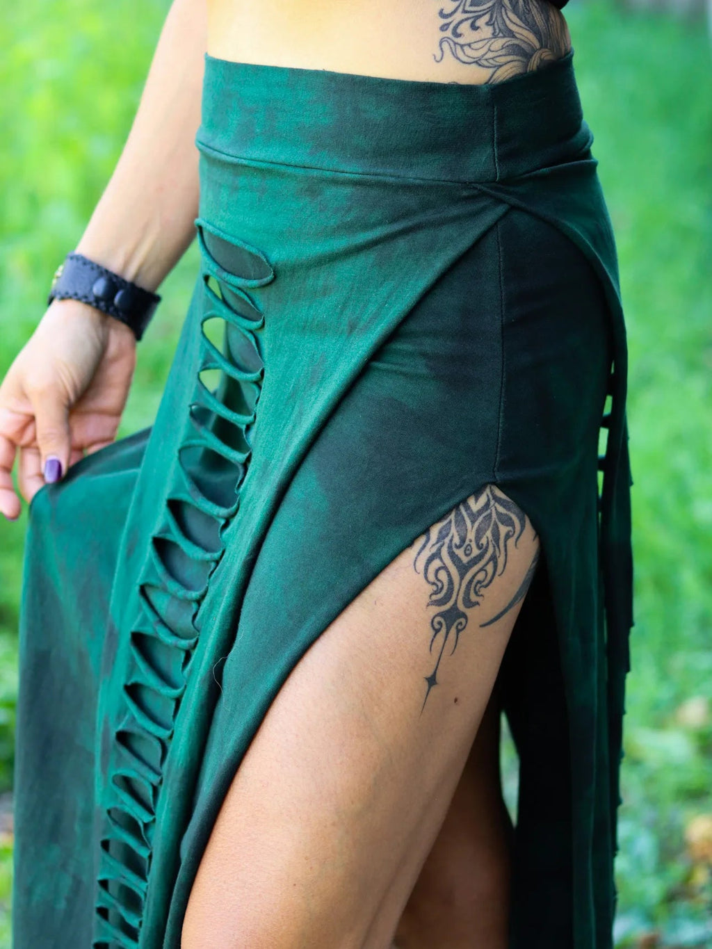 Tie-Dye Cutout Slit Maxi Dress