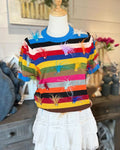 Colorful Striped Feather Top