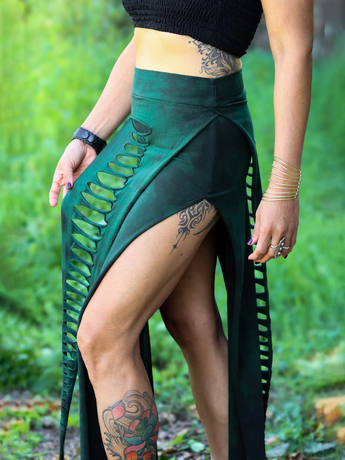 Tie-Dye Cutout Slit Maxi Dress