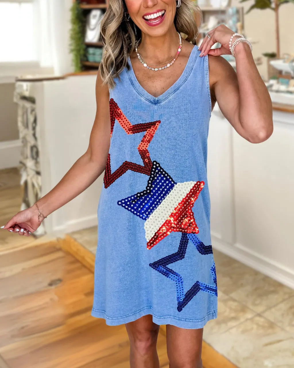 Independent Star Sequin Sleeveless Dress